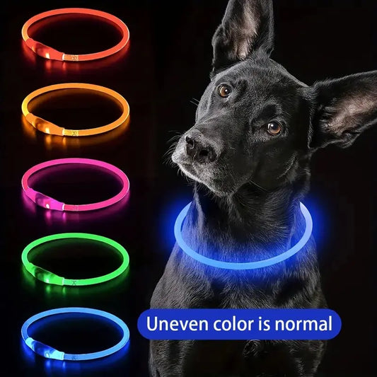 Brightnite Rechargeable LED Dog Collar for Small to Medium Breeds - Adjustable Fit, High Visibility, Energy-Efficient Air Tag Compatible