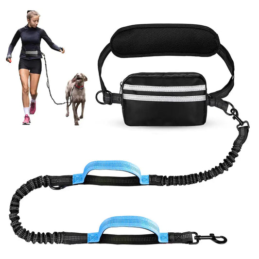 Pipidodo Hands-Free Dog Leash with Waist Bag and Cushioned Pad - Ideal for Running, Walking, and Active Lifestyles, Shock-Absorbing Design for Single and Dual Dogs