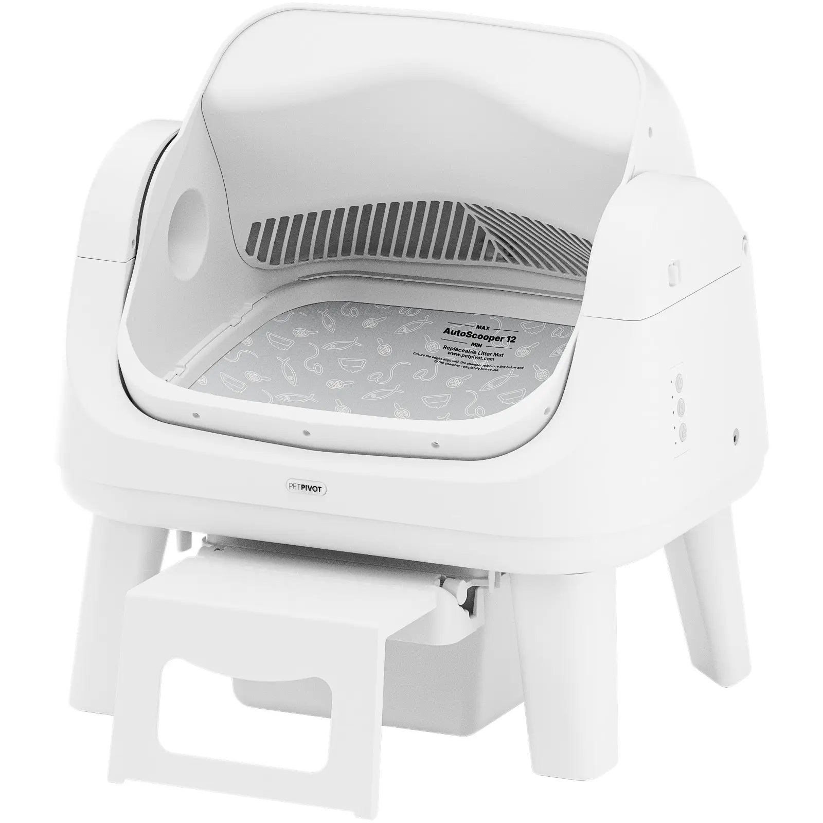 Petpivot Autoscooper 12 Lite Open Top Self-Cleaning Cat Litter Box with Advanced Safety Sensors and Senior Cat Accessibility Features