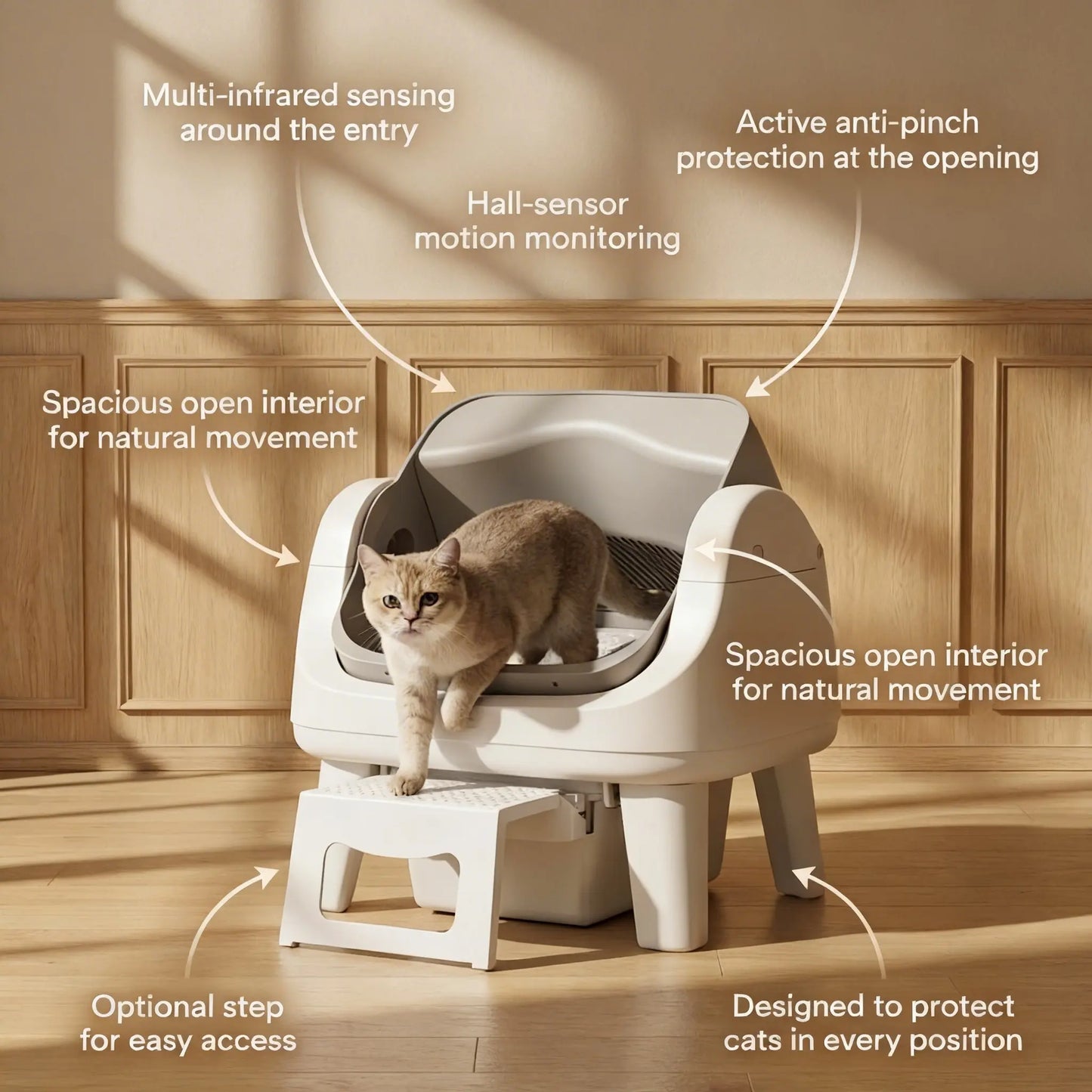 Petpivot Autoscooper 12 Lite Open Top Self-Cleaning Cat Litter Box with Advanced Safety Sensors and Senior Cat Accessibility Features