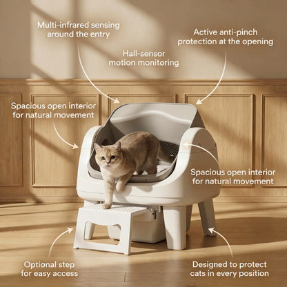 Petpivot Autoscooper 12 Lite Open Top Self-Cleaning Cat Litter Box with Advanced Safety Sensors and Senior Cat Accessibility Features