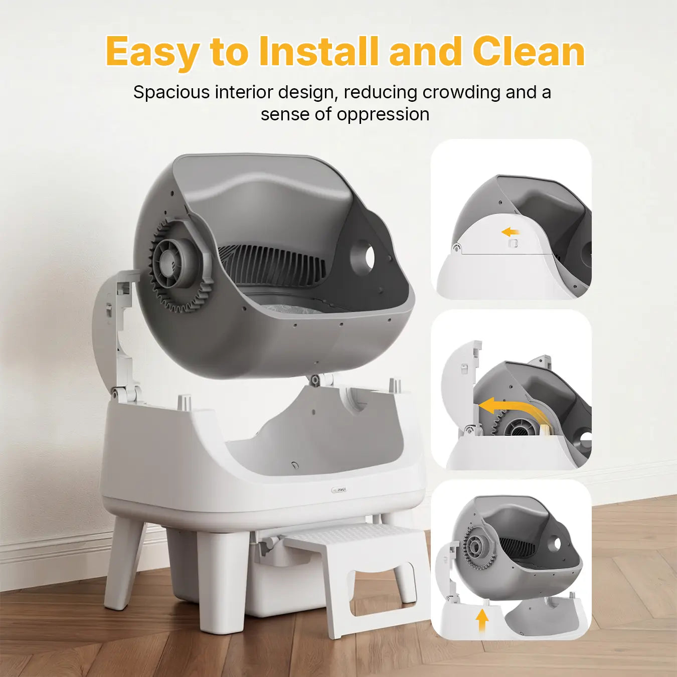 Petpivot Autoscooper 12 Lite Open Top Self-Cleaning Cat Litter Box with Advanced Safety Sensors and Senior Cat Accessibility Features