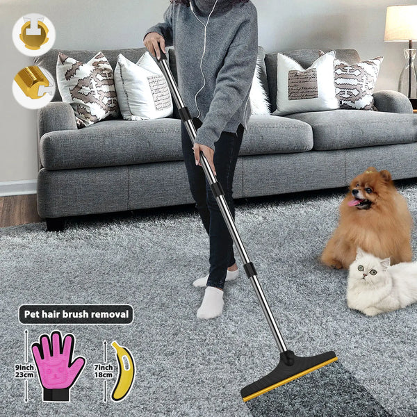 Adjustable Cat Hair Remover & Pet Cleaning Brush - Ultimate Power Broom for Effortless Hair Removal on Carpets & Floors