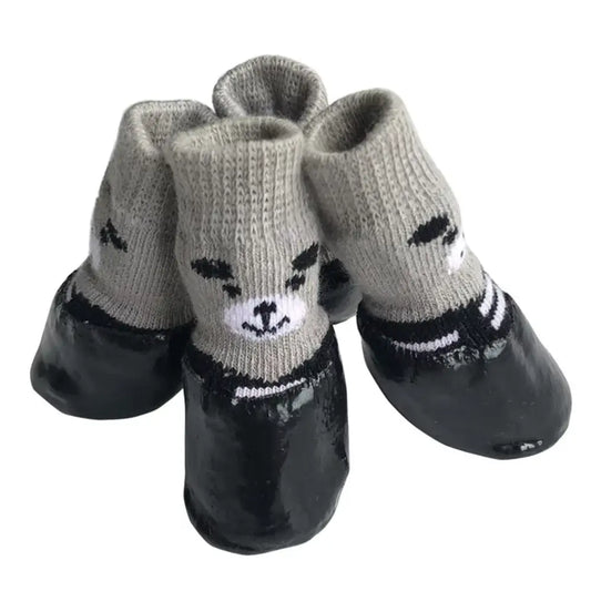 4-Piece Set of Waterproof Anti-Slip Winter Pet Boots for Dogs and Cats
