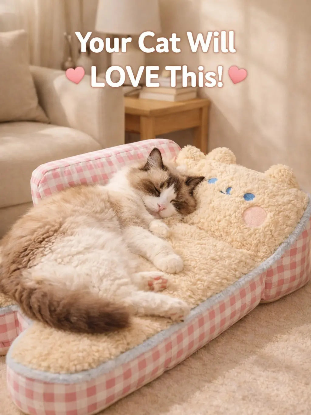 Orthopedic Plush Sofa Bed for Cats & Small Dogs