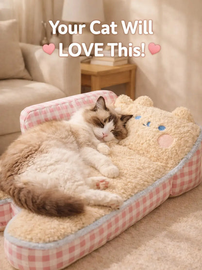Orthopedic Plush Sofa Bed for Cats & Small Dogs
