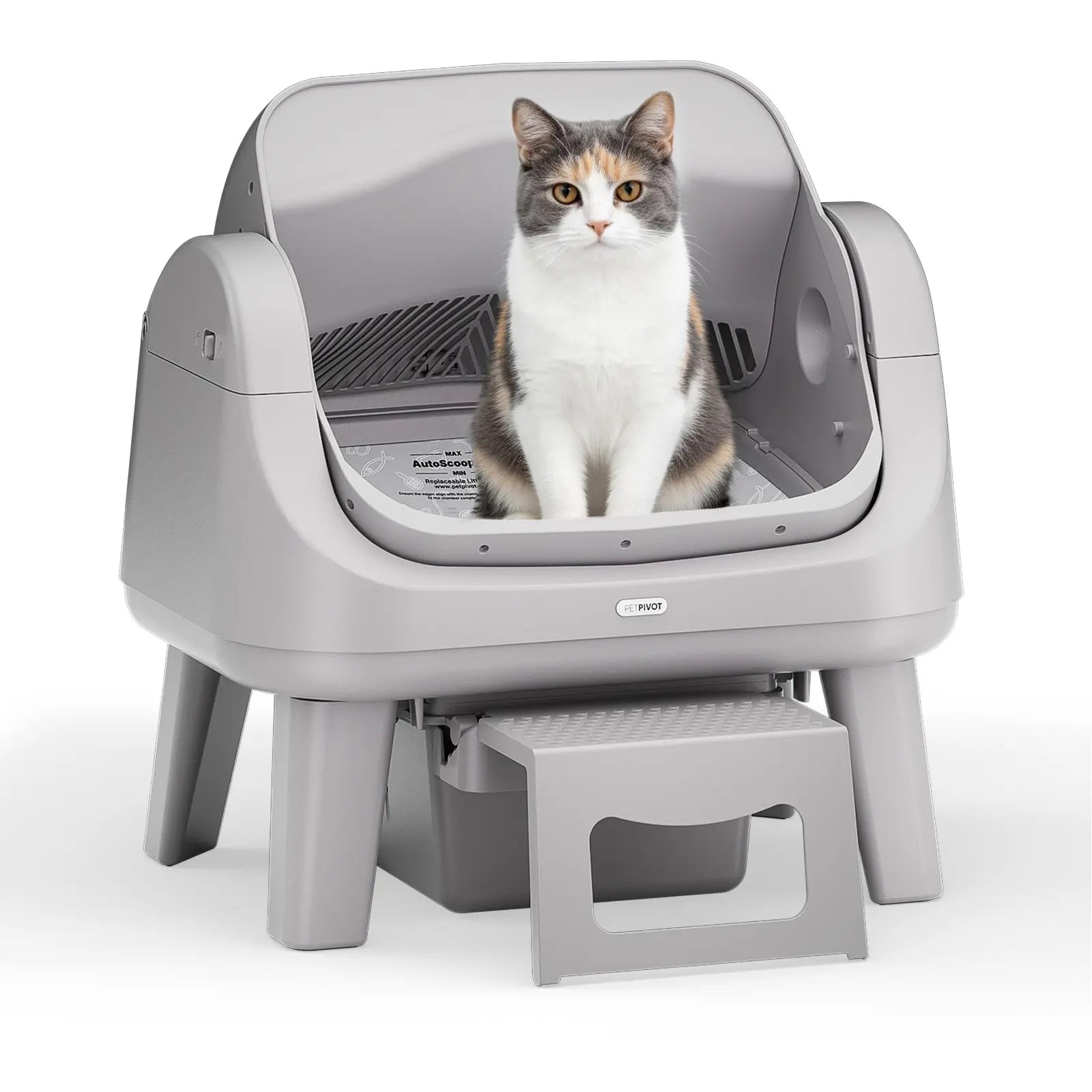 Petpivot Autoscooper 12 Lite Open Top Self-Cleaning Cat Litter Box with Advanced Safety Sensors and Senior Cat Accessibility Features