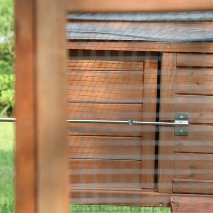 Grezone Outdoor Wooden Chicken Coop for 2-4 Chickens with Waterproof Asphalt Roof, Ramp, Nesting Box, and Wire Fence (80")