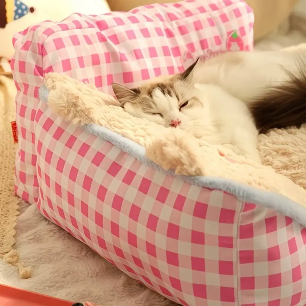Orthopedic Plush Sofa Bed for Cats & Small Dogs
