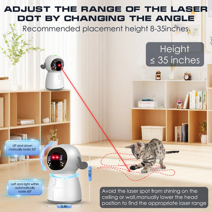 Interactive Motion-Activated Laser Toy for Indoor Cats and Kittens - Rechargeable Automatic Play with Dual Patterns and Adjustable Angle for Multiple Pets