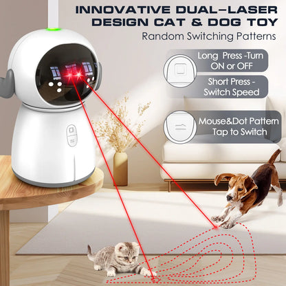 Interactive Motion-Activated Laser Toy for Indoor Cats and Kittens - Rechargeable Automatic Play with Dual Patterns and Adjustable Angle for Multiple Pets