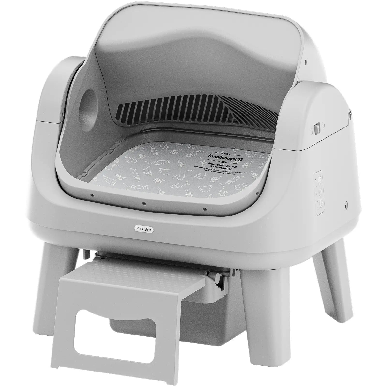 Petpivot Autoscooper 12 Lite Open Top Self-Cleaning Cat Litter Box with Advanced Safety Sensors and Senior Cat Accessibility Features