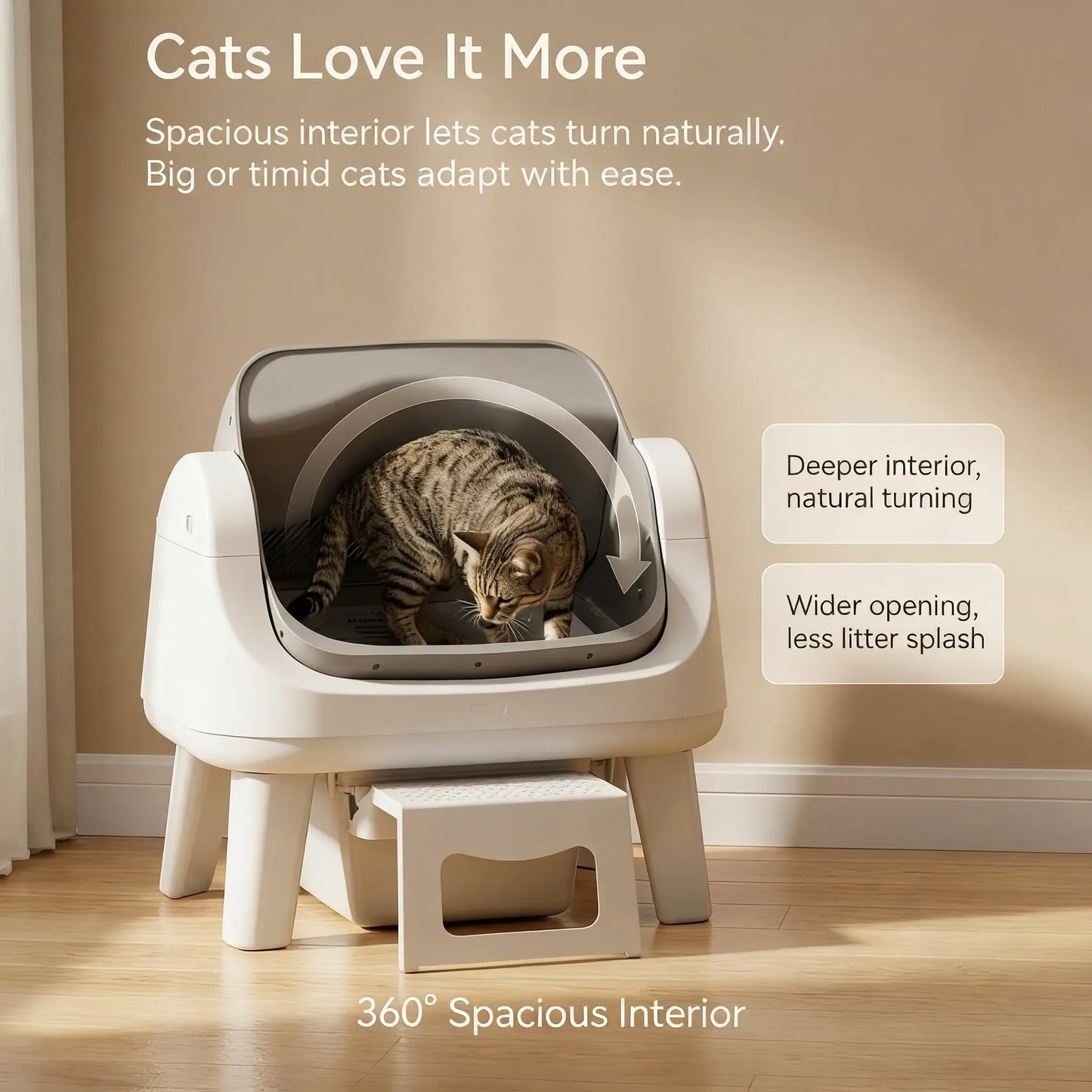 Petpivot Autoscooper 12 Lite Open Top Self-Cleaning Cat Litter Box with Advanced Safety Sensors and Senior Cat Accessibility Features